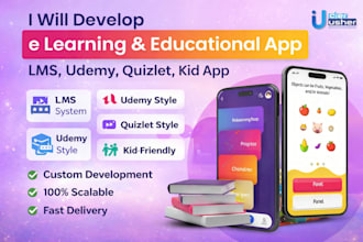 develop e learning app, educational app, lms app, kid learning app, udemy app