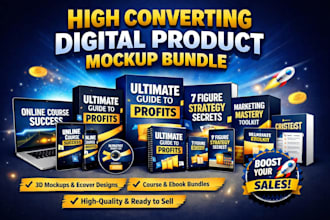 design 3d digital product mockup and ecover bundle