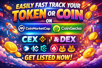 easily fast track your token or coin on coinmarketcap coingecko cex and dex