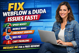 webflow duda speed bug mobile fix checkout error seo issue cart problem fix