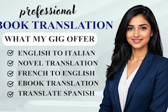 translate your book into spanish, french, and italian novel books