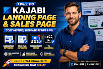 design kajabi landing page sales funnel webinar script vsl copywriting
