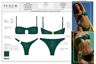 design swimwear technical flats and tech packs