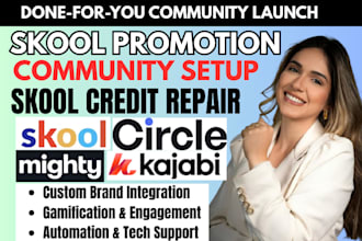 do skool community promotion, online course community setup, skool credit repair