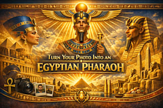 turn your photo into an epic egyptian pharaoh digital artwork
