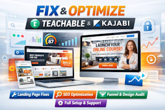 fix teachable kajabi landing page seo website developpment error fixes support