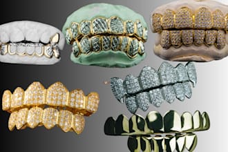 design custom 3d cad teeth grillz, teeth jewelry for 3d printing and casting