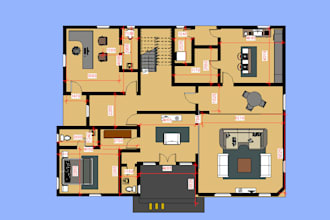 create architectural floor plan, 2d floor plan design, and architectural drawing