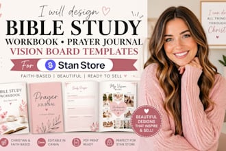 design bible study workbook prayer journal vision board templates stan store