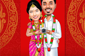 design your caricature wedding invitation