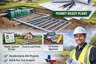 design leach field and septic system with texas pe stamp