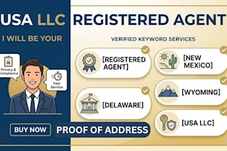 your USA llc registered agent for delaware, new mexico, montana, or wyoming llc