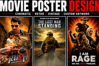 design a unique movie poster design, film poster, retro comic art style, vintage