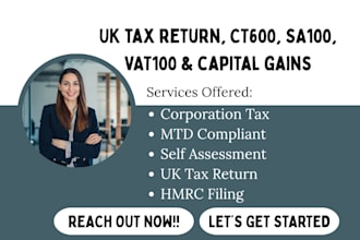 do UK tax return ct600 sa100 vat100 capital gains and mtd compliant hmrc filing