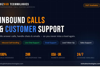 we will provide inbound call handling and customer support for your business