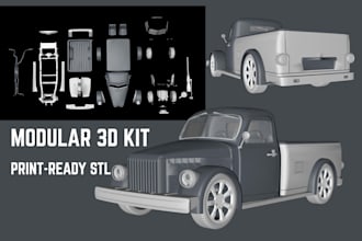 3d printable car model modular car kit stl resin print scale model vehicle