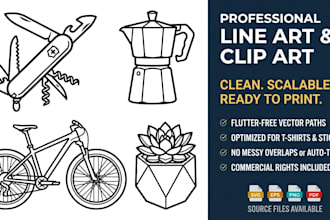 draw professional vector line art or custom clip art