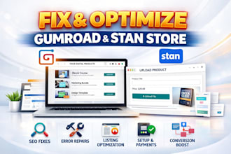 fix gumroad stanstore store setup seo listing  ecommerce development error fix