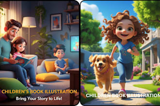 illustrate children story book illustration, kids story illustration book design