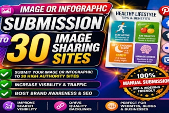 do 30 high da image or infographic submission backlinks for SEO ranking boost