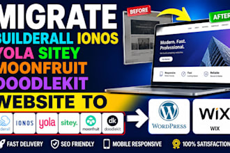 migrate builderall ionos yola sitey moonfruit doodlekit website to wordpress wix