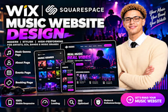 do wix dj website design, music genres, about page, event page, booking page