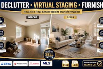declutter virtually stage and furnish empty real estate rooms