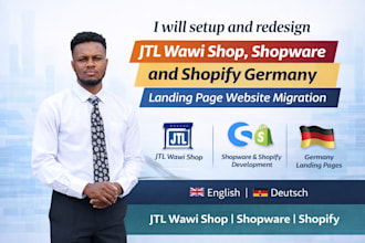 design jtl wawi shop shopware shopify germany landing page website migration