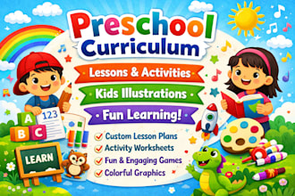 design kids curriculum with preschool activities and illustration