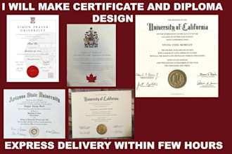 design a custom diploma certificate, degree or award certificate