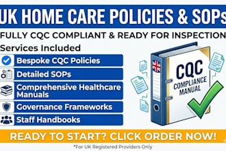 write UK home care policies and sops for cqc compliance and healthcare manuals