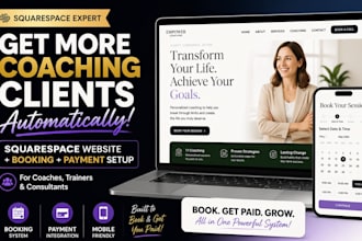build squarespace website for coaches with booking and payment system