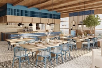 renovate modern cafe restaurant, coffee shop design, bar interior 3d rendering