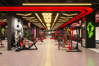 do 3d gym house design, fitness center, wellness center, gym layout, home gym