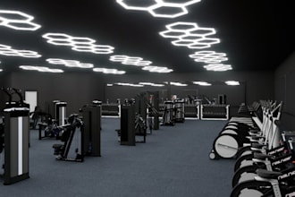 do 3d gym house design, fitness center, wellness center, gym layout, home gym