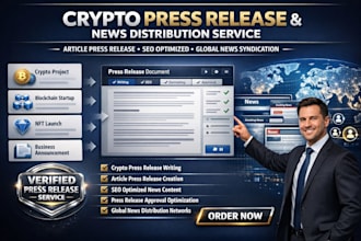distribute crypto article press release publish to news press release approval