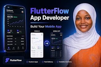 build your mobile app using flutterflow and firebase, hybrid app