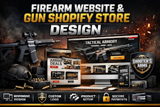 design firearm website gun shopify store ammunition website with logo design