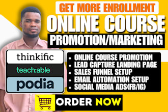 do podia online course promotion, teachable coaching funnel thinkific course SEO