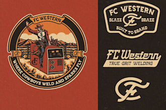 create vintage western cowboy logo