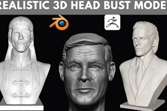 sculpt realistic 3d head model 3d likeness 2d image to bust stl for 3d printing