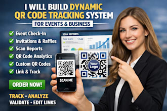 build, create, custom dynamic qr code tracking system for events and business