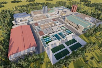 design 3d water treatment plant, smart water treatment, effluent treatment