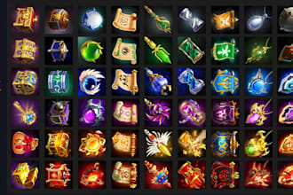 create 2d game icons, hand drawn game assets, skill icon, objects and  props