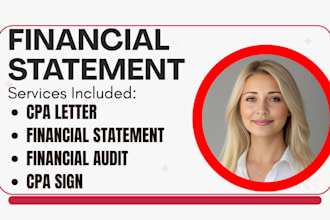 write sign and stamp US CPA letter, audit review financial statement, ptin CPA