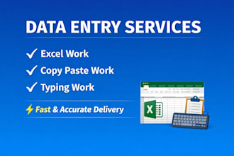 do fast and accurate data entry, copy paste and excel work