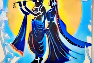 create handmade radha krishna painting for wall decor