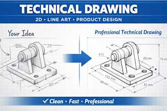 draw technical drawing, line art, product illustration for manufacturing