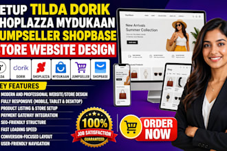 setup tilda dorik shoplazza mydukaan jumpseller shopbase store website design