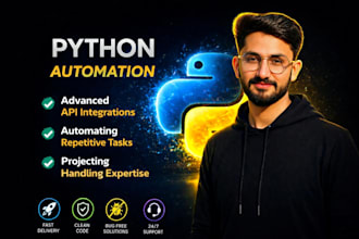 create python automation bots, apis and web scraping
